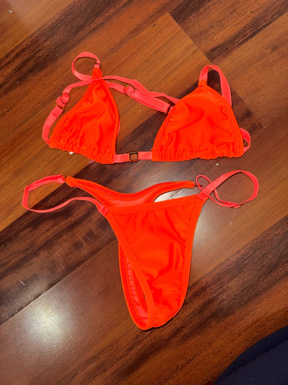 Neon Orange Triangle Bikini Set - Women Swim Bikini
